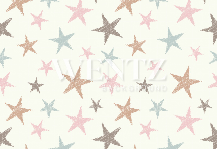 Fundo Fotográfico em Tecido Estrelas Tom Pastel / Backdrop 1418