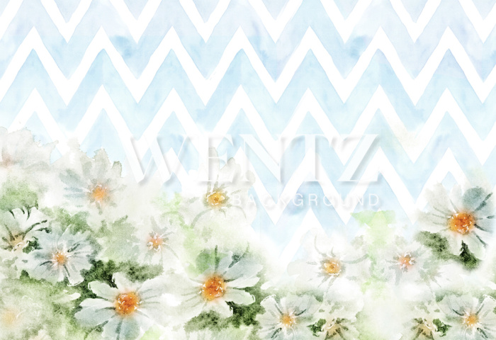 Fundo Fotográfico em Tecido Chevron com Flores / Backdrop 1483