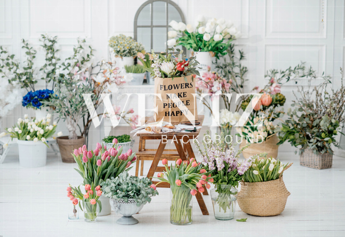 Fundo Fotográfico em Tecido Sala com Flores Newborn / Backdrop 2020