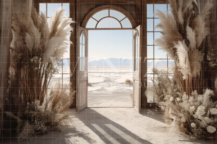 Fundo Fotográfico em Tecido Cenário Boho com Capim dos Pampas / Backdrop 3078