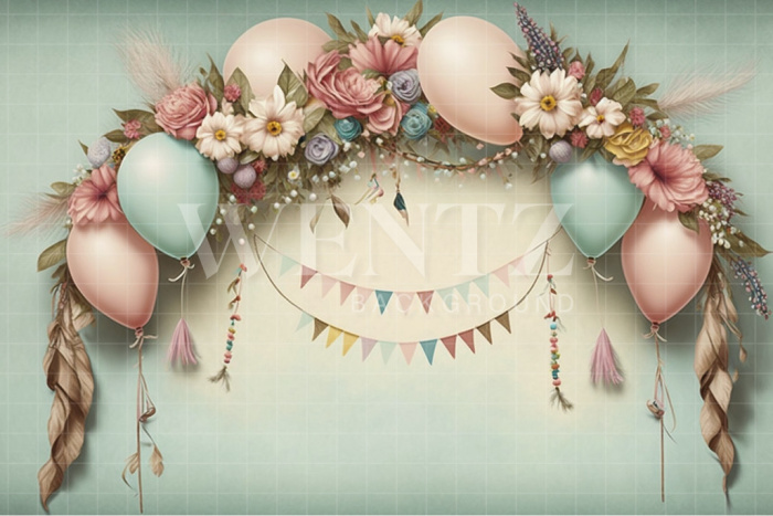 Fundo Fotográfico em Tecido Smash the Cake Floral Boho / Backdrop 3104