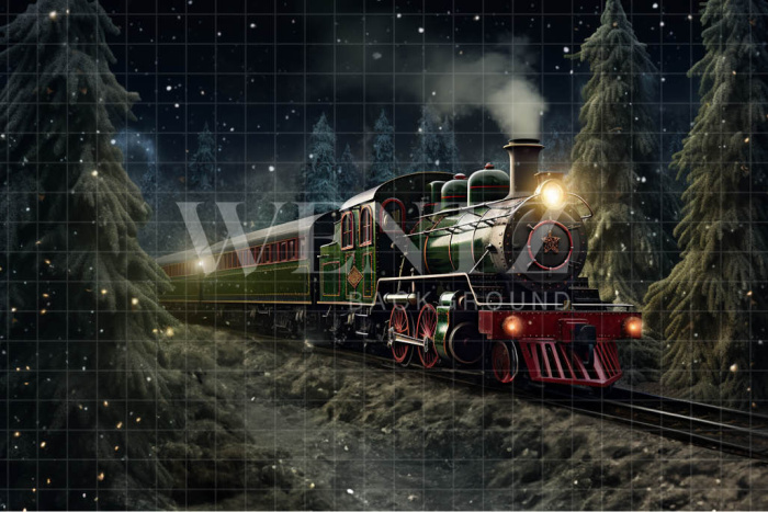 Fundo Fotográfico em Tecido Trem Expresso de Natal / Backdrop 4080