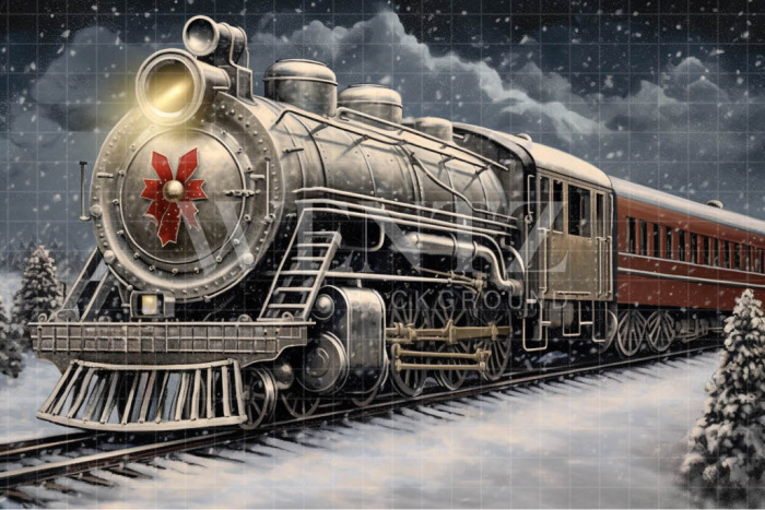 Fundo Fotográfico em Tecido Trem de Natal / Backdrop 4228