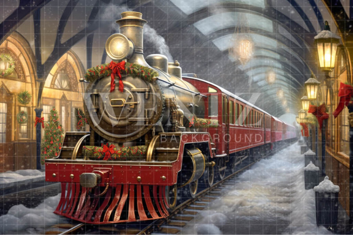 Fundo Fotográfico em Tecido Trem de Natal / Backdrop 4229