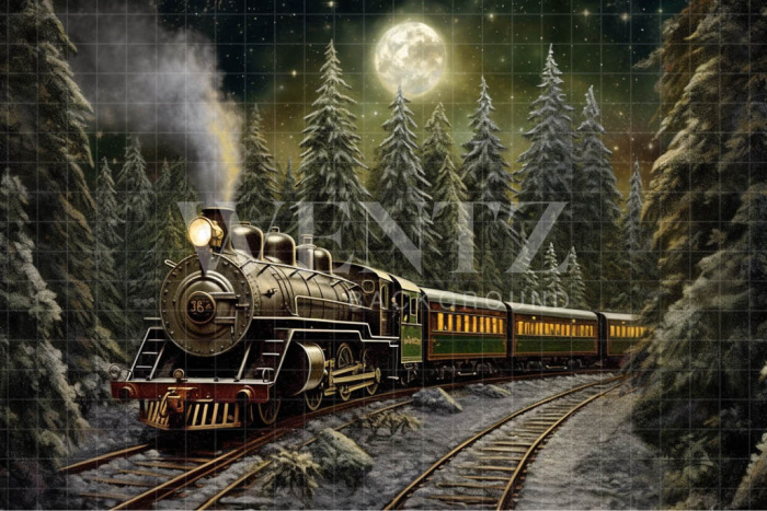 Fundo Fotográfico em Tecido Trem de Natal / Backdrop 4230