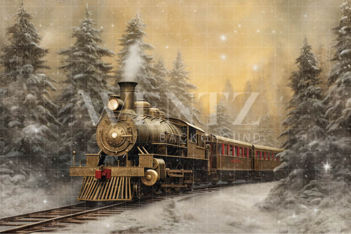 Fundo Fotográfico em Tecido Trem de Natal / Backdrop 4231