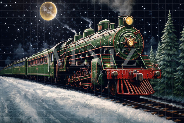 Fundo Fotográfico em Tecido Trem de Natal / Backdrop 4268