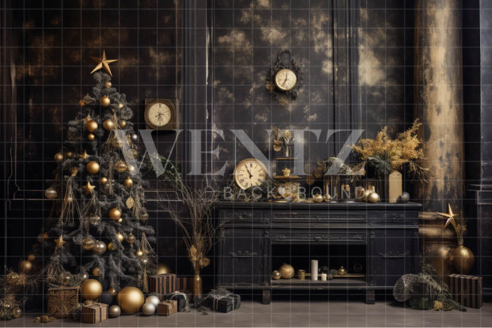 Fundo Fotográfico em Tecido Sala de Natal Vintage / Backdrop 4347