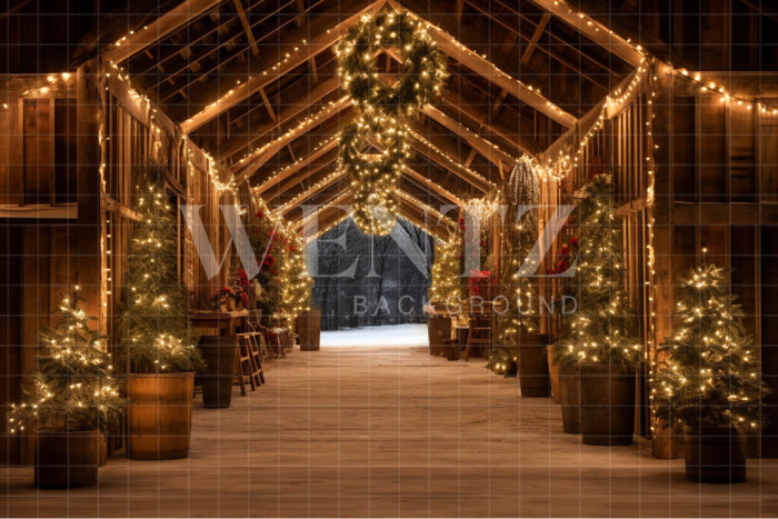 Fundo Fotográfico em Tecido Cenário de Natal com Luzes Douradas / Backdrop 4676