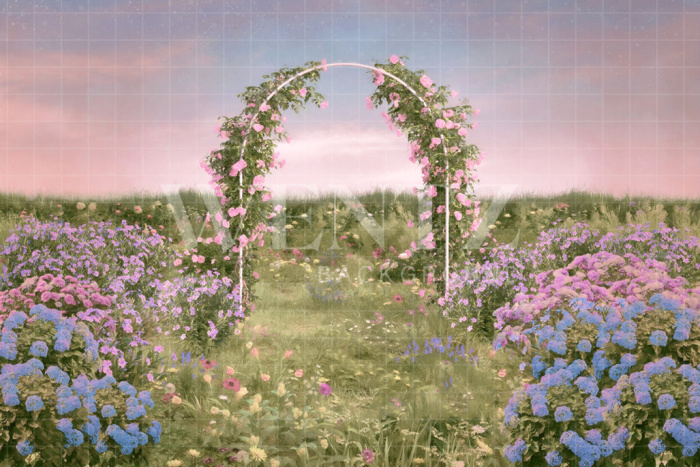 Fundo Fotográfico em Tecido Jardim com Arco de Flores / Backdrop CW171