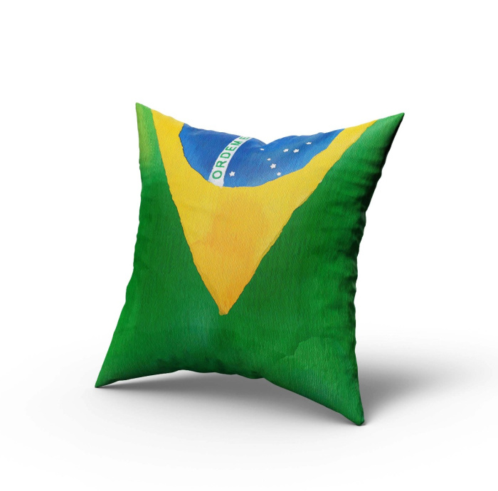 Capa de Almofada Copa do Mundo de Futebol Bandeira do Brasil - 45 x 45 / WA40