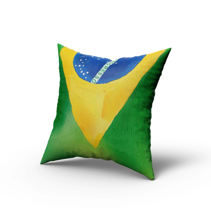 Capa de Almofada Copa do Mundo de Futebol Bandeira do Brasil - 45 x 45 / WA41