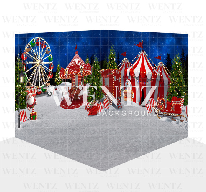 Fundo Fotográfico em Tecido Cenário Circo de Natal 3D / WTZ141