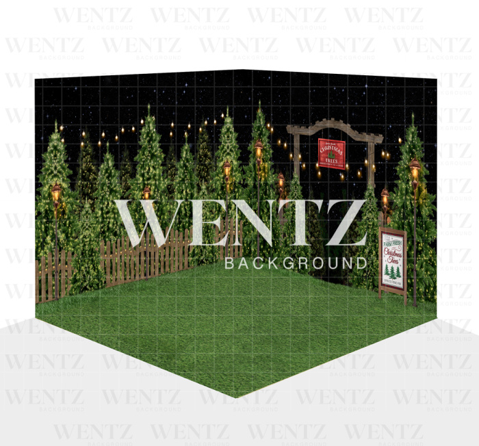 Fundo Fotográfico em Tecido Cenário Fazenda de Pinheiros de Natal 3D / Backdrop WTZ147