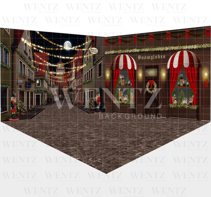 Fundo Fotográfico em Tecido Cenário Vila de Natal 3D / Backdrop WTZ150