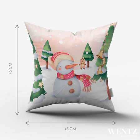 Capa de Almofada Natal Aquarela Boneco de Neve - 45 x 45 / WA30