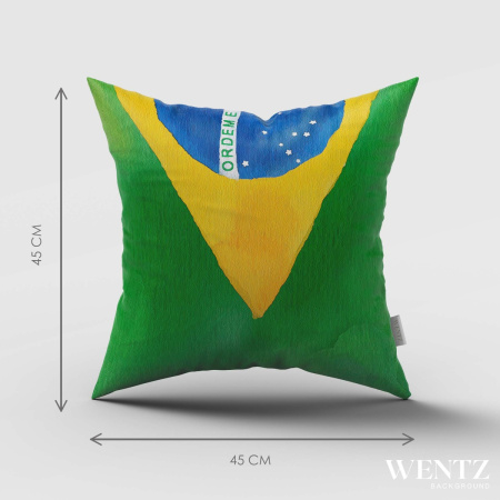 Capa de Almofada Copa do Mundo de Futebol Bandeira do Brasil - 45 x 45 / WA40