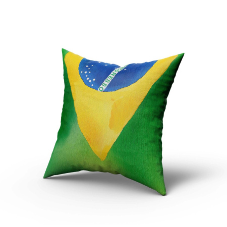 Capa de Almofada Copa do Mundo de Futebol Bandeira do Brasil - 45 x 45 / WA41