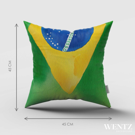 Capa de Almofada Copa do Mundo de Futebol Bandeira do Brasil - 45 x 45 / WA41